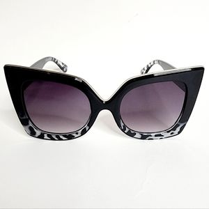 Classic Cat-Eye Sunglasses | Black with Animal Print